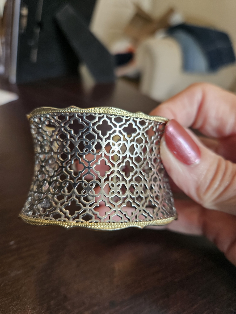 Kendra Scott Vintage-Inspired Filigree Cuff Bracelet in Two-Tone Gold and Silver